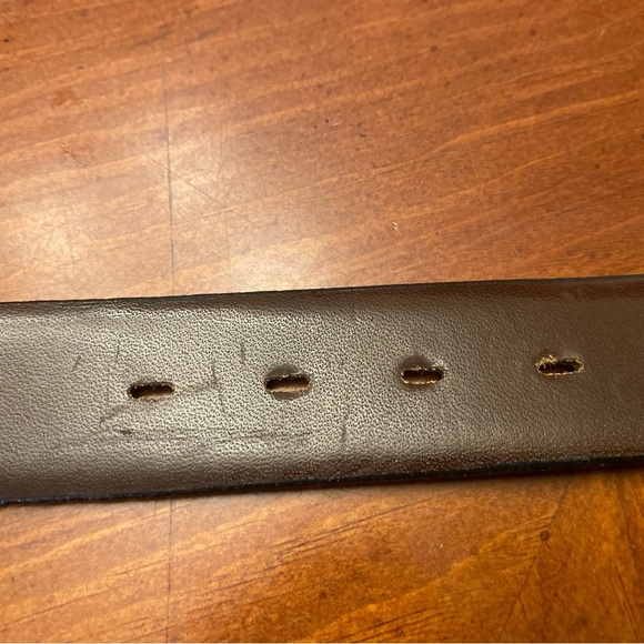 Vintage belt reversible two tone metal buckle leather black & brown sz 38 - Picture 6 of 9